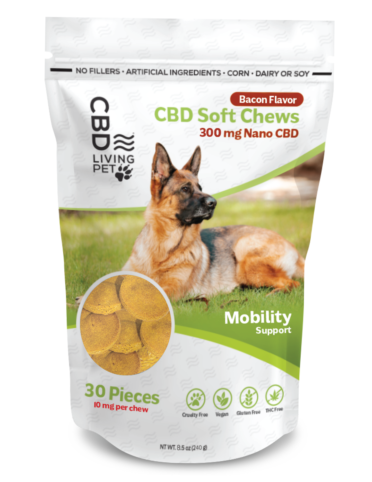 Dog Mobility Support Bacon Flavored Chews (10 mg CBD)